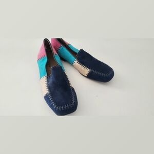 Valley Land Color Block Leather Suede Shoes